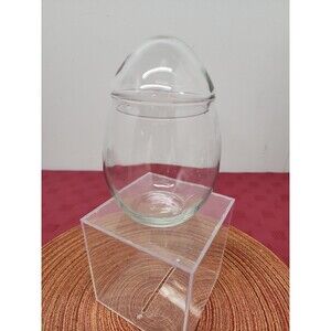 Vintage Libbey Clear Glass Egg Shaped Apothecary/Terrarium Jar 6.5 Inches Retro